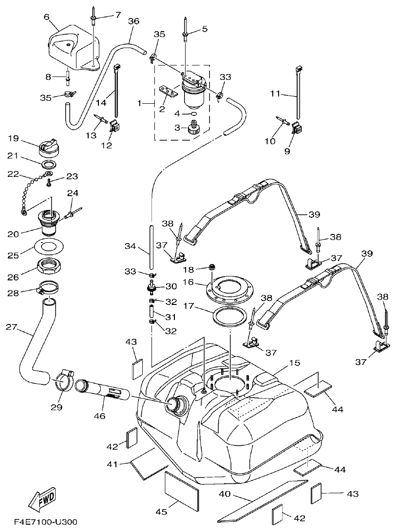 Yamaha VX18002019F4E7(F6G FUEL TANK parts diagram